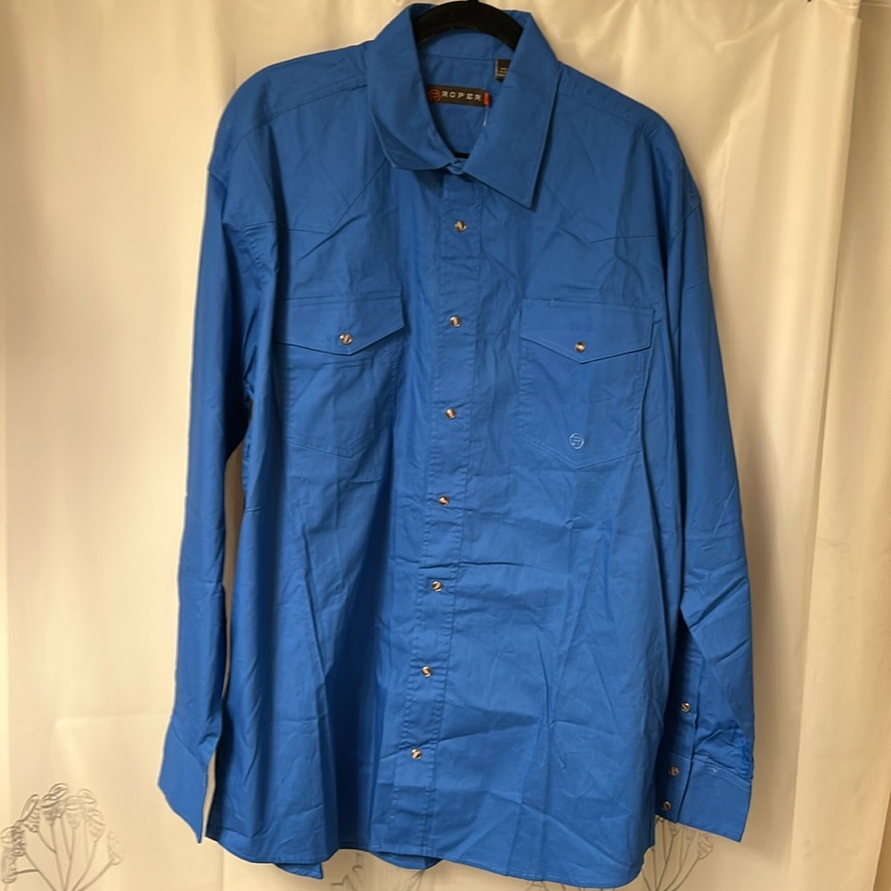 Roper Men’s‎ blue cotton snap closure shirt. Xl